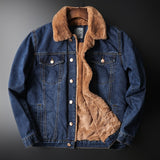 Winter thick men's denim coat plus velvet warm denim jacket fashion casual wool denim parka lamb wool retro jacket