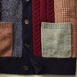 Vintage Men Hooded Cardigan Sweaters Jacket Men Autumn Patchwork Knit Ethnic Style Outwear Patch Hoodies Coat Sweater new