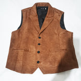 Vest men winter Casual Waistcoat Men Faux leather fashion leather Slim vest lapel classical Vintage gilet European style male