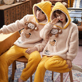 Winter Couples Pyjamas Sets Women Man Thicken Hoodies Pajamas Cartoon Anime Panda Sleepwear Lovers Soft Warm Homewear pijama set