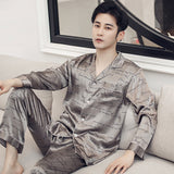 Men's Stain Silk Pajama 2 pieces Set Men Pajamas Silk Sleepwear Men Sexy Modern Style Soft Cozy Satin Nightgown Men Faux Silk