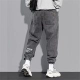 Casual Men Jeans Outdoor Fashion Loose Harem Pants Elastic Waist Male Washed Denim Jeans Plus Size