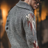 Maden Knitted Vintage Cardigan Men Sweater  Indiana Thick Knit Oversized Streetwear Geometric Trend V-neck Harajuku Knit Coats