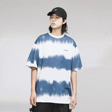 Harajuku Tie Dye Striped Graphic T Shirts Men Short Sleeve Cotton Oversize Loose Tees Tops Summer Hip Hop Streetwear