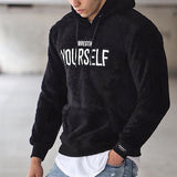 Winter hoodies men furry warm sweatshirt letter embroidery fashion Loose brand hoodie men Sweatshirts