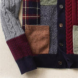 Vintage Men Hooded Cardigan Sweaters Jacket Men Autumn Patchwork Knit Ethnic Style Outwear Patch Hoodies Coat Sweater new