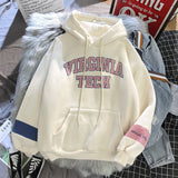 Foesce Hoodies Women Thicker Letter Warm Pullover Coat Drawstring Harajuku Sweatshirt Pink Womens Korean New High Quality