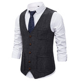 Autumn WinterMen Suit Vests Gentlemen Business Sleeveless Waistcoat Vintage Formal Blazers Vest For Wedding Party