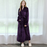 Women Winter Plus Size Long Warm Flannel Bathrobe Men Kimono Velvet Bath Robe Bride Dressing Gown Lovers Robes Night Sleepwear