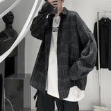 Japanese Fashion Spring Plaid Shirt Men Long Sleeve Handsome All-match Casual Loose Summer Oversized Vintage Harajuku Shirt