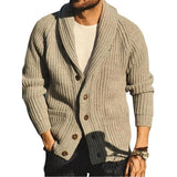 Men's Sweaters Winter Thick Warm High Street V-neck Knitted Cardigan Casual Slim Jacquard Striped Fashion Streetwear