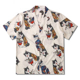 Dark Icon Harajuku Cat Polo Shirt Men Summer Men's Hawaiian Shirt Man Blouse