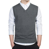 Cotton Pullovers Vest Mens Sweater Autumn V Neck Slim Sweaters Vest Men's Warm Sleeveless Sweater Slim Style Casual M-3xl