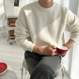 Foesce Men's wear classic round collar Sweater Korean fashion loose kintted tops for male autumn winter new warm clothes