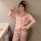 Foesce Solid Color Sleepwear Silk Satin Pajamas couple Set Long Button-Down Pyjamas Suit Pijama Women Men Loungewear Plus Size Pj Set