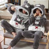 Winter Couples Pyjamas Sets Women Man Thicken Hoodies Pajamas Cartoon Anime Panda Sleepwear Lovers Soft Warm Homewear pijama set