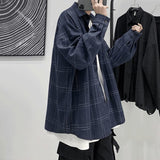 Japanese Fashion Spring Plaid Shirt Men Long Sleeve Handsome All-match Casual Loose Summer Oversized Vintage Harajuku Shirt