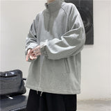 Men Sweatshirts Pullover No Hood With Zippers Collar Hip Hop Rock Punk Hoodies Outwear