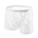 Lace Underwear Men Sexy See Through Panties Boxers Penis Pouch Long Leg Mesh Transparent Underpants Boxer Shorts