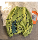 Foesce Harajuku Fashion Knitted Women Man Sweater Cute Cartoon Dinosaur Pullover Sweaters Fashion Streetwear Jumper Pull