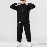 Autumn Warm Suit Men Two Piece Sets Comfort Fleece Top and Elastic Waist Trousers Loose Clothes Big Size Sportwear Outdoor