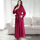 Women Winter Plus Size Long Warm Flannel Bathrobe Men Kimono Velvet Bath Robe Bride Dressing Gown Lovers Robes Night Sleepwear