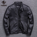 Free shipping.7XL Brand Classic casual style cowhide jacket,mens 100% genuine leather clothes.vintage biker leather coat.