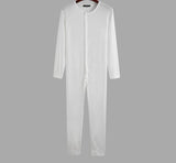 Men Pajamas Jumpsuit Homewear Solid Color Long Sleeve Comfortable Button Leisure Sleepwear Men Rompers Nightwear S-5XL