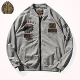 Autumn Winter American Military Style Baseball Collar Cardigan Hoodies Men's Terry Knitted Sport Jacket Casual Baseball Uniform