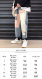 Foesce Patchwork Jeans Men's Mid Waist Baggy Jeans Boyfriend Hip-hop Denim Cropped Pants Loose Men Japanese Fashion Jogging Pants