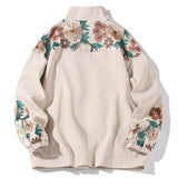 Spring Flower Embroidery Jacket Men Oversize Baggy Coats Fashion Harajuku Street Zip Up Windbreaker Clothing Tops Male Plus Size