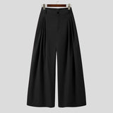 Fashion Men Wide Leg Pants Joggers Button Streetwear Loose Solid Color Trousers High Waist Casual Pantalon S-5XL INCERUN 2023