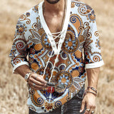 African Dashiki Print T-Shirt Men Bazin Print V-neck Half Sleeve Fashion Linen Party Bandage Nigeria Clothes Ankara Casual Top