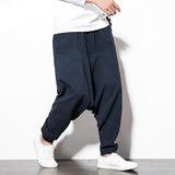 Cotton Linen Cross-Pants Japanese Harajuku Loose Joggers Trousers Hip Hop Harem Pants Wide Leg Baggy Pants Big Size