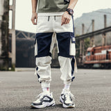 Ribbons Harem Joggers Men Cargo Pants Streetwear Hip Hop Casual Pockets Track Pants Male Harajuku Fashion Trousers