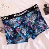 Flower Fish Bird Letter Elastic Male Underwear Comfortable Breathable Printed Cotton U Convex Men Boxer Brief Quality Panties