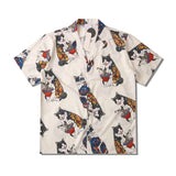 Dark Icon Harajuku Cat Polo Shirt Men Summer Men's Hawaiian Shirt Man Blouse