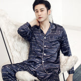 Men's Stain Silk Pajama 2 pieces Set Men Pajamas Silk Sleepwear Men Sexy Modern Style Soft Cozy Satin Nightgown Men Faux Silk