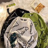 Foesce Harajuku Fashion Knitted Women Man Sweater Cute Cartoon Dinosaur Pullover Sweaters Fashion Streetwear Jumper Pull