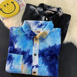 Tie Dye Corduroy Jacket Men Clothing Korean Style Winter Coat Men Winter Jacket Streetwear 5XL Autumn New Arrivals