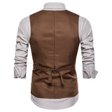 Covrlge Spring Fashion Suit Vest Men Formal Dress Vest English Style Herringbone Sleeveless Jacket Wedding Waistcoat Men