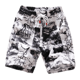 Foesce new fashion printed men cotton shorts men's casual shorts drawstring waist bermuda shorts S-4XL