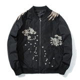 Spring Pilot Bomber Jacket  Men Women Bird Embroidery Baseball Jacket Fashion Casual Youth Couples Coat  Japan Streetwear