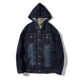 Streetwear Men Hip Hop Cotton Hooded Denim Jacket Fashion Motorcycle Men Slim  casual black Jeans Jacket coats Plus Size 7XL 8XL