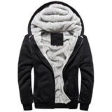 Black Hoodies Men Winter Jacket Fashion Thick Men's Hooded Sweatshirt Male Warm Fur Liner Sportswear Tracksuits Mens Coat