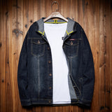 Streetwear Men Hip Hop Cotton Hooded Denim Jacket Fashion Motorcycle Men Slim  casual black Jeans Jacket coats Plus Size 7XL 8XL