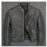 Free shipping.7XL Brand Classic casual style cowhide jacket,mens 100% genuine leather clothes.vintage biker leather coat.