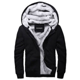 Black Hoodies Men Winter Jacket Fashion Thick Men's Hooded Sweatshirt Male Warm Fur Liner Sportswear Tracksuits Mens Coat