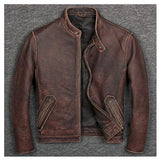 Free shipping.7XL Brand Classic casual style cowhide jacket,mens 100% genuine leather clothes.vintage biker leather coat.