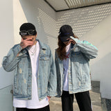 Men's Hip Hop Denim Jackets Fashion Graffiti Printed Denim Jackets Streetwear Oversize Coat for Male